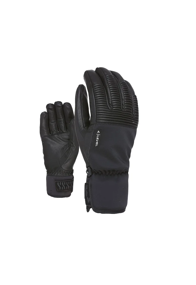 Manusi schi barbati, Level, Piele naturala, Negru,