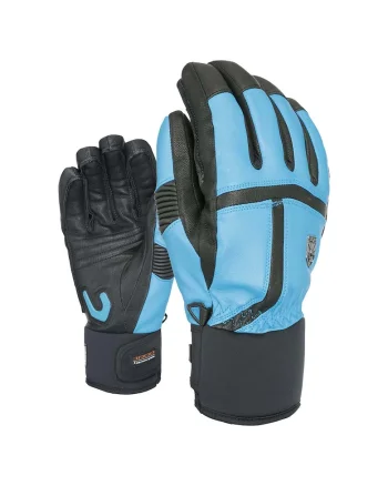 Manusi ski barbati, Level, Piele/Lana, Negru/Albastru,