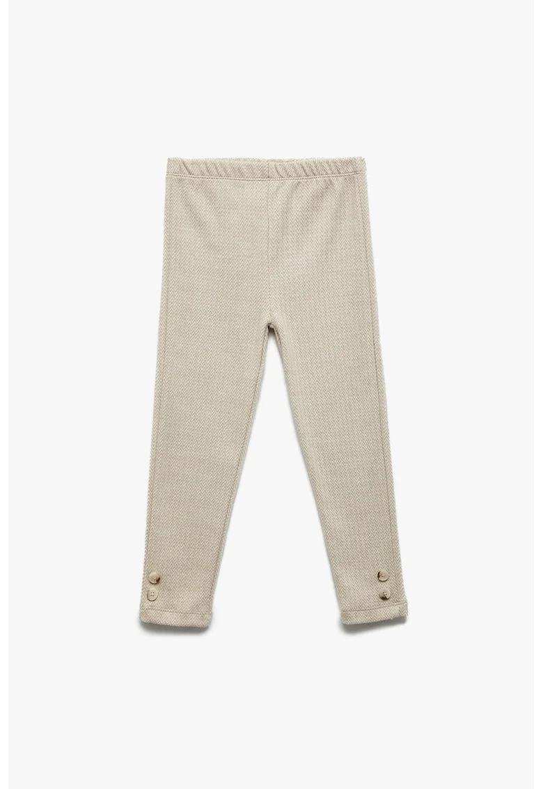 Pantaloni din amestec de bumbac cu talie elastica, Maro nisip