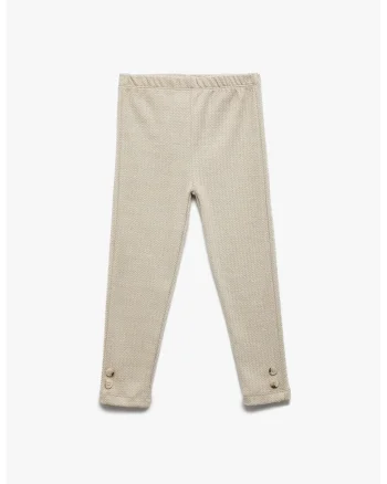 Pantaloni din amestec de bumbac cu talie elastica, Maro nisip