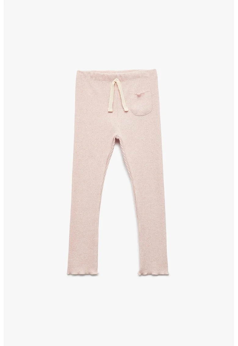 Pantaloni din amestec de bumbac cu talie elastica, Roz deschis