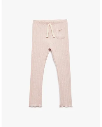 Pantaloni din amestec de bumbac cu talie elastica, Roz deschis