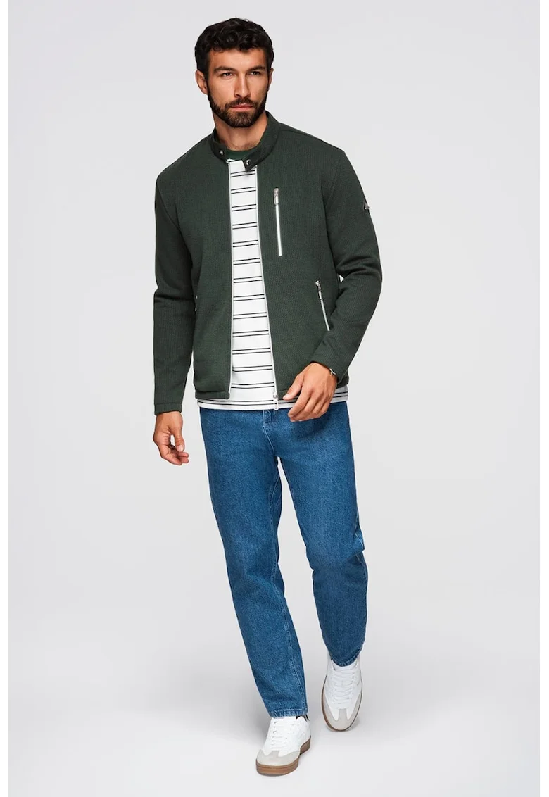 Jacheta cu fermoar si model uni, Verde sparanghel