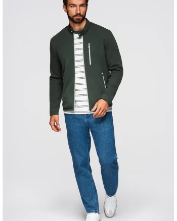 Jacheta cu fermoar si model uni, Verde sparanghel