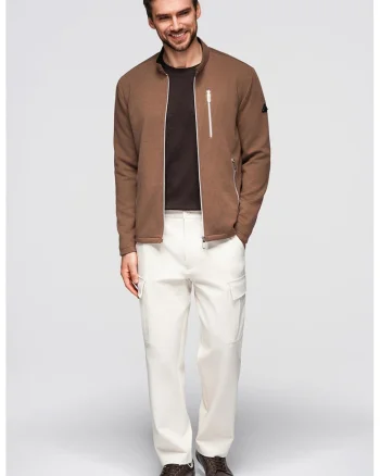 Jacheta cu fermoar si model uni, Maro taupe