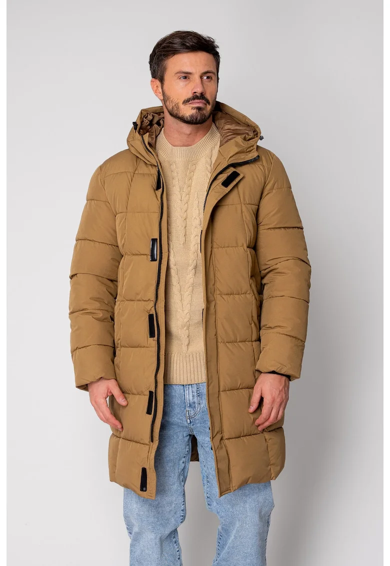 Geaca lunga cu fermoar Brown I 18683, Maro