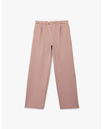 Pantaloni drepti cu buzunare, Roz prafuit