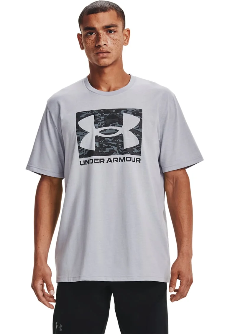 Tricou cu decolteu rotund si logo ABC Camo, Gri