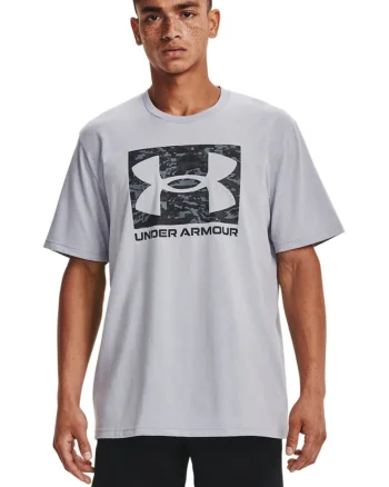 Tricou cu decolteu rotund si logo ABC Camo, Gri