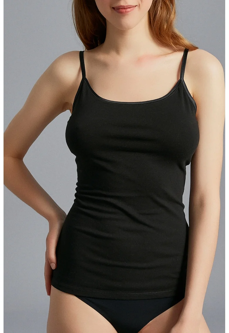 Top din amestec de bumbac, Negru