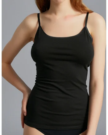 Top din amestec de bumbac, Negru