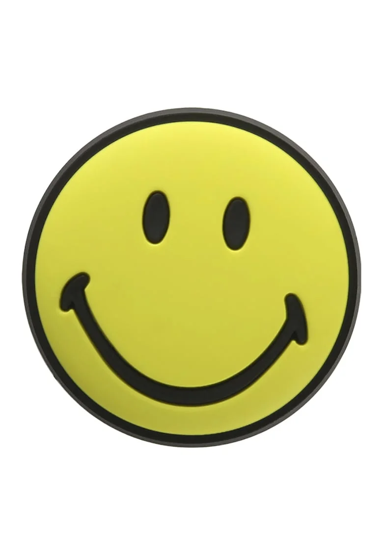 Talisman Smiley Face pentru saboti Jibbitz, Negru/Galben