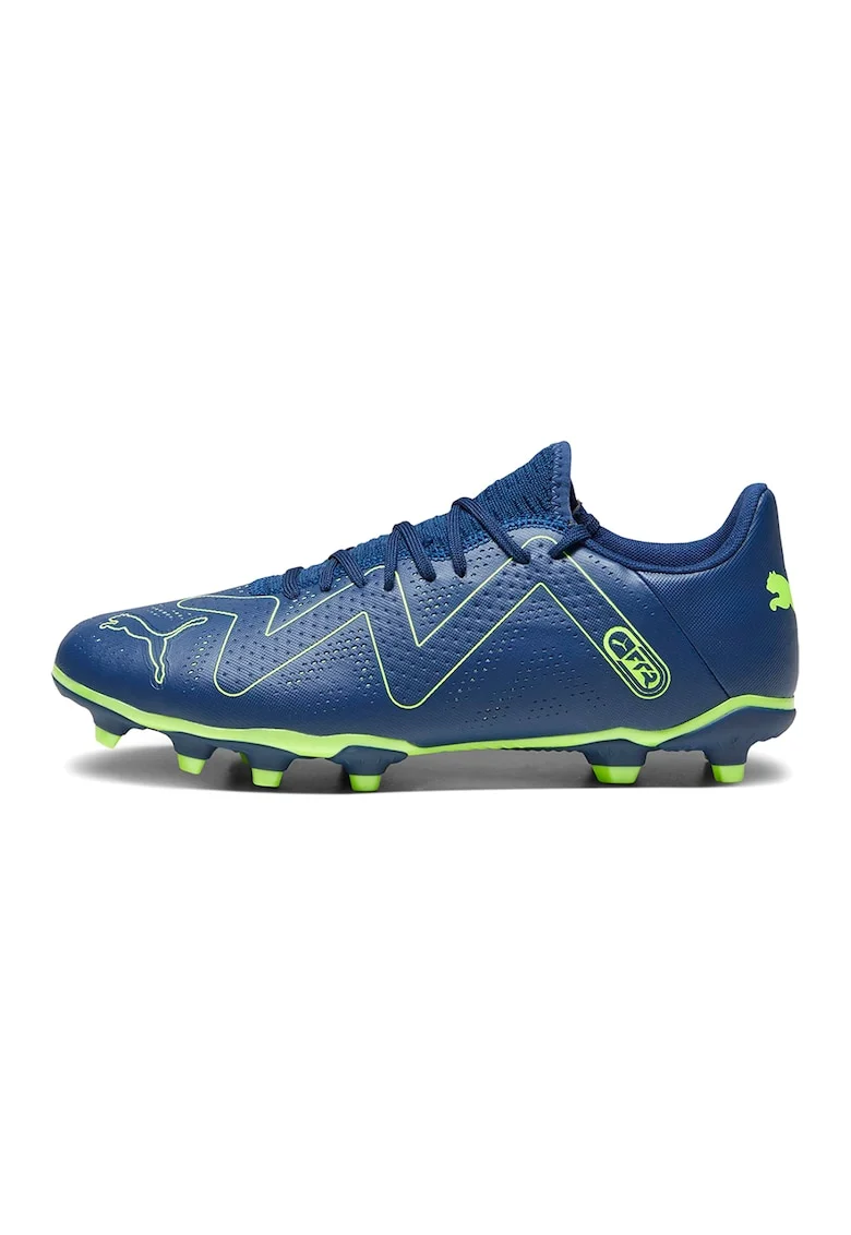 Pantofi cu aspect perforat, pentru fotbal Future Play FG/AG, Verde lime/Albastru petrol