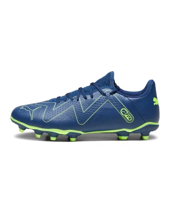 Pantofi cu aspect perforat, pentru fotbal Future Play FG/AG, Verde lime/Albastru petrol