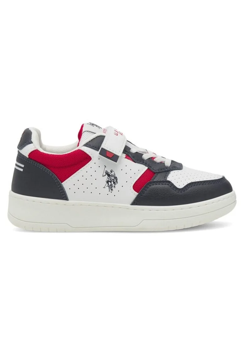 Pantofi sport copii, US POLO ASSN, 590559, Piele ecologica, Alb,