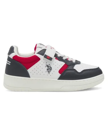 Pantofi sport copii, US POLO ASSN, 590559, Piele ecologica, Alb,