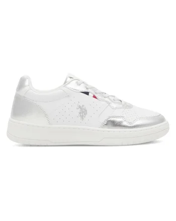 Pantofi sport copii, US POLO ASSN, 590559, Sintetic, Argintiu / Alb,