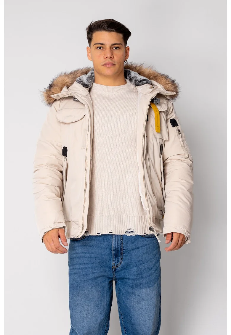 Geaca Heavy cu fermoar si buzunare Beige 18966, Bej