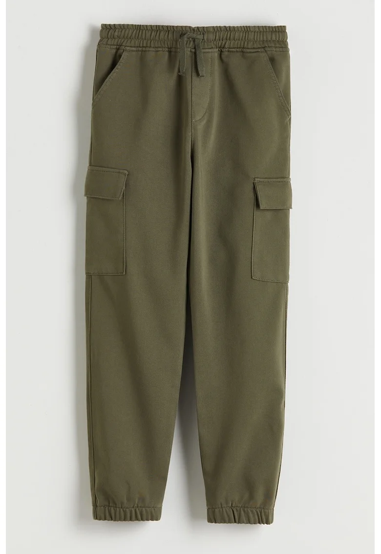 Pantaloni de trening din amestec de bumbac cu snur, Verde aquamarin