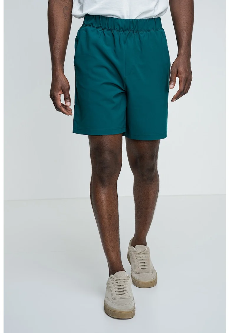 Pantaloni scurti cu banda logo in talie, Verde