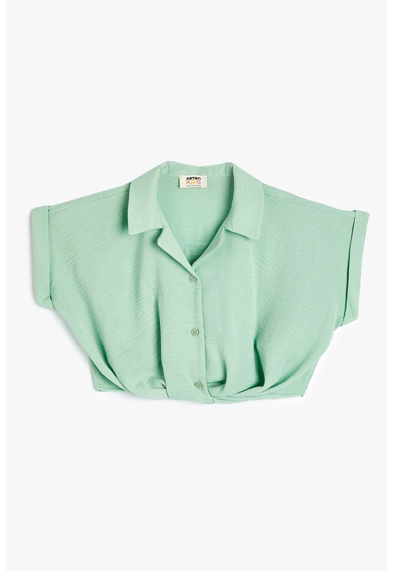 Camasa crop cu revere decupate, Verde deschis