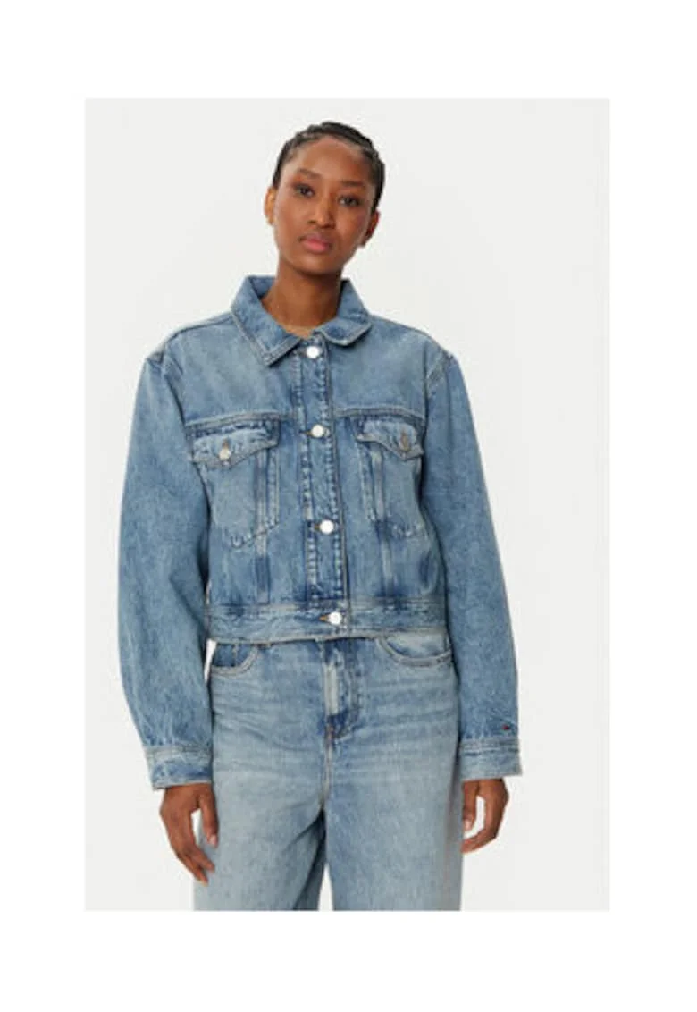 Geaca de blugi dama,  Albastru, 70% bumbac, 30% bumbac reciclat