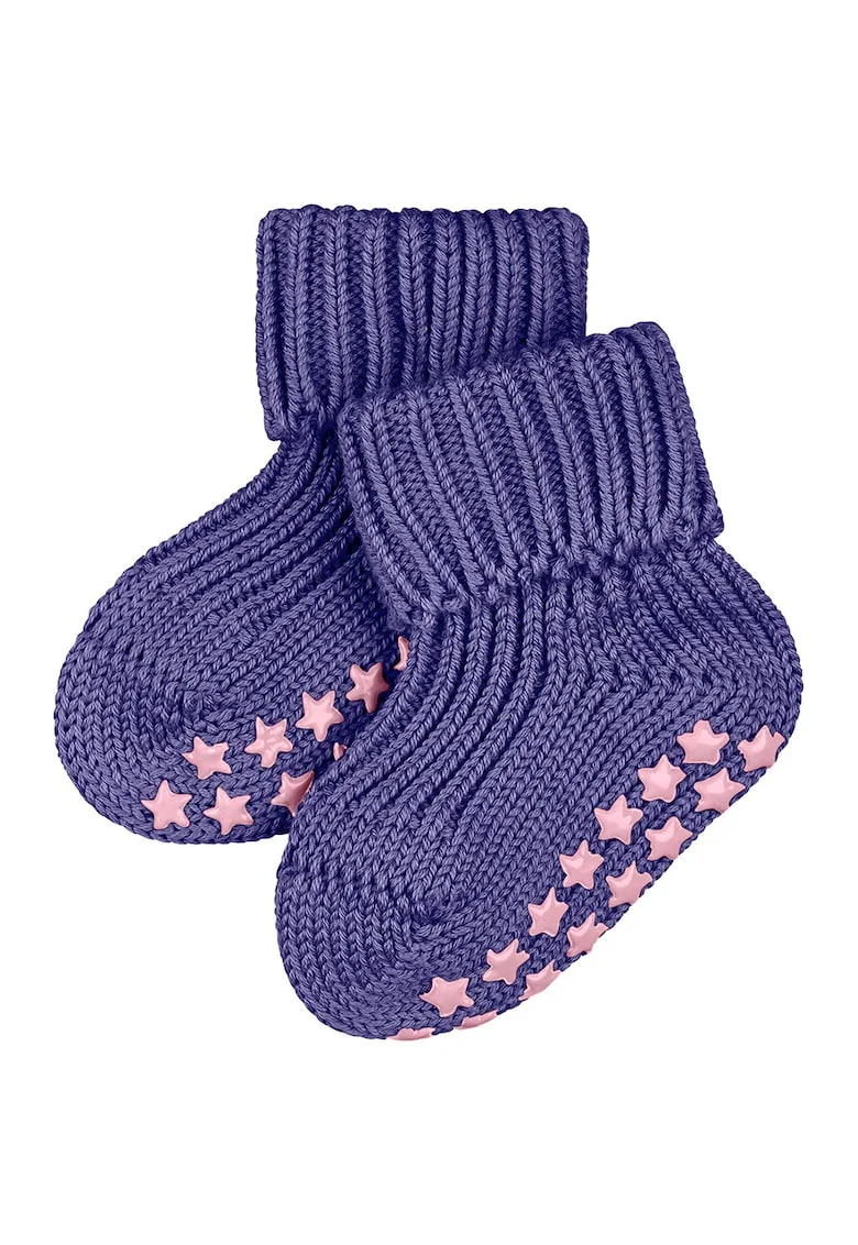Sosete lungi tricotate din amestec de bumbac cu talpa anti-aderenta Catspads, Violet