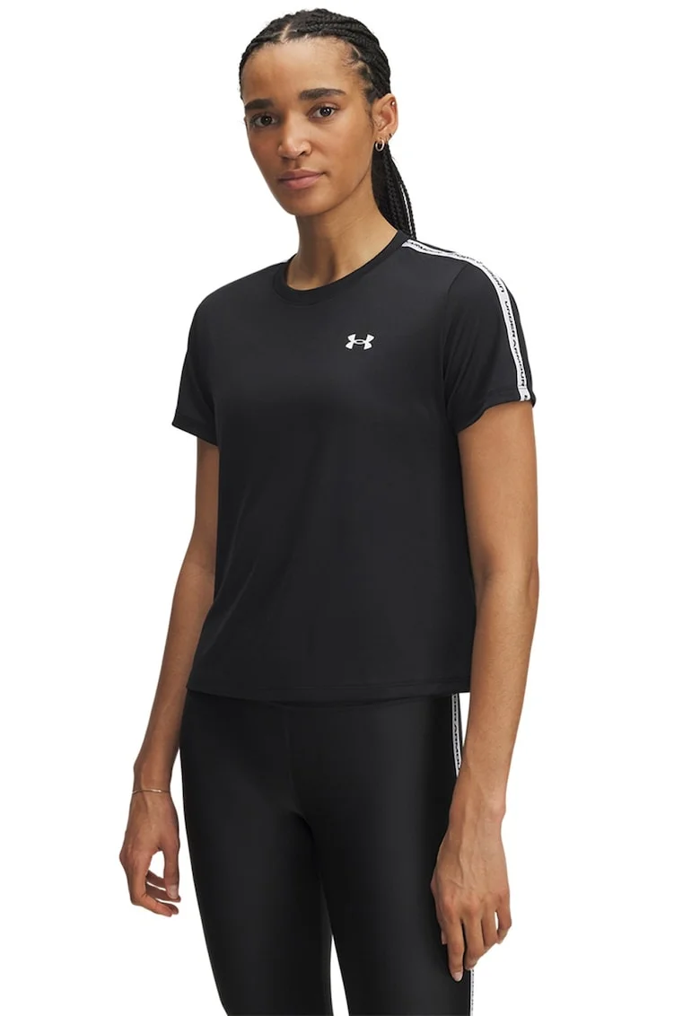 Tricou cu benzi logo laterale pentru fitness Tech, Alb/Negru