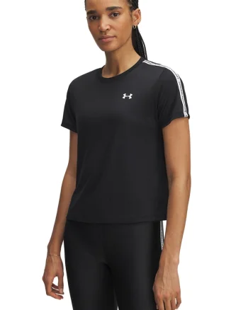 Tricou cu benzi logo laterale pentru fitness Tech, Alb/Negru