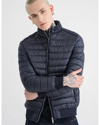 Geaca matlasata cu fermoar, Bleumarin