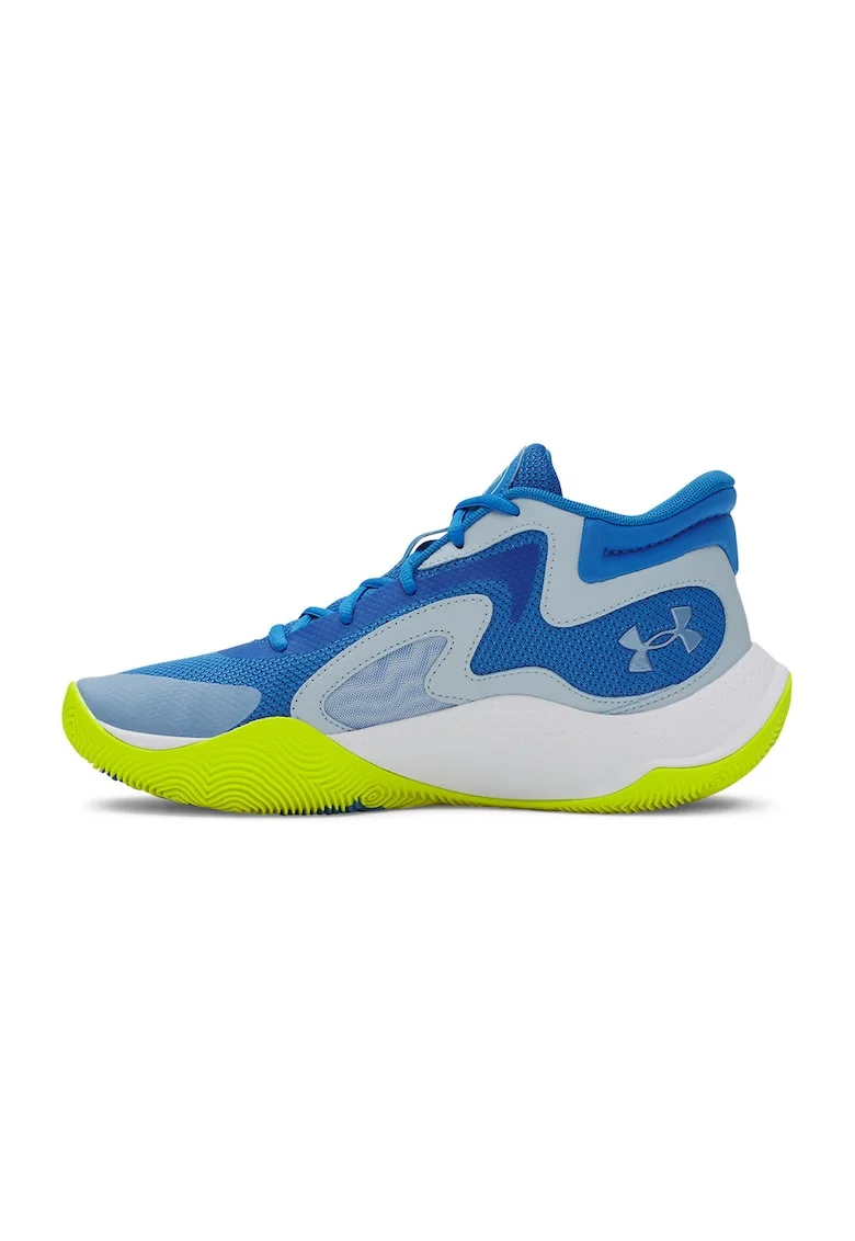 Pantofi mid-cut Jet '25 cu detaliu logo pentru baschet, Gri deschis/Albastru royal