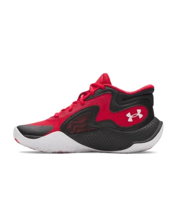Pantofi mid-cut Jet'25 pentru baschet, Negru/Rosu vermillion