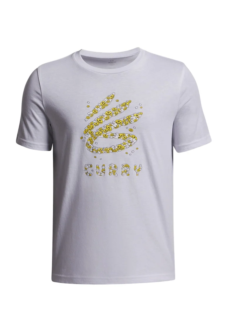 Tricou pentru baschet Curry Trend, Alb/Gri deschis/Galben mustar