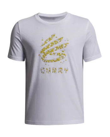Tricou pentru baschet Curry Trend, Alb/Gri deschis/Galben mustar