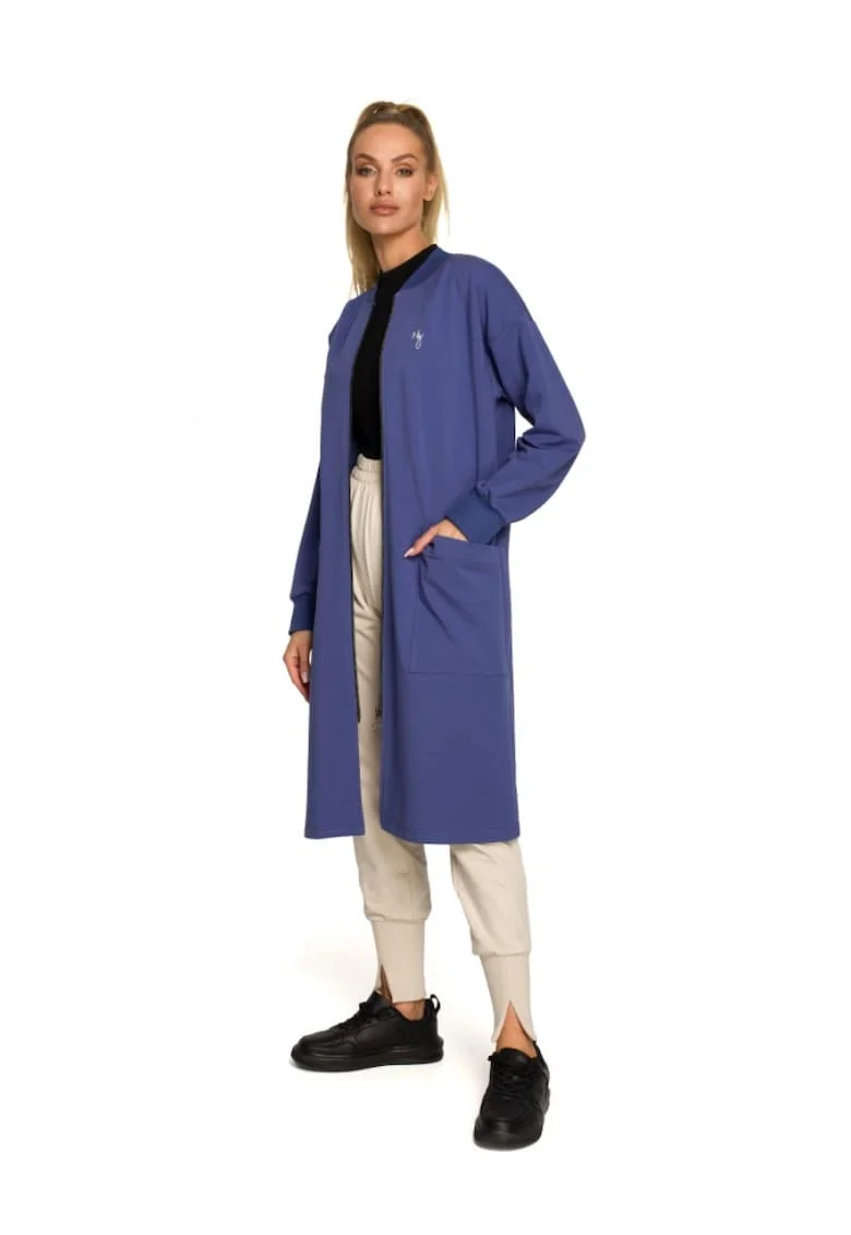 Blazer de dama  Cu fermoar, Bumbac, Elastan, Albastru, Albastru