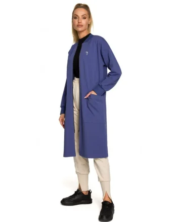 Blazer de dama  Cu fermoar, Bumbac, Elastan, Albastru, Albastru