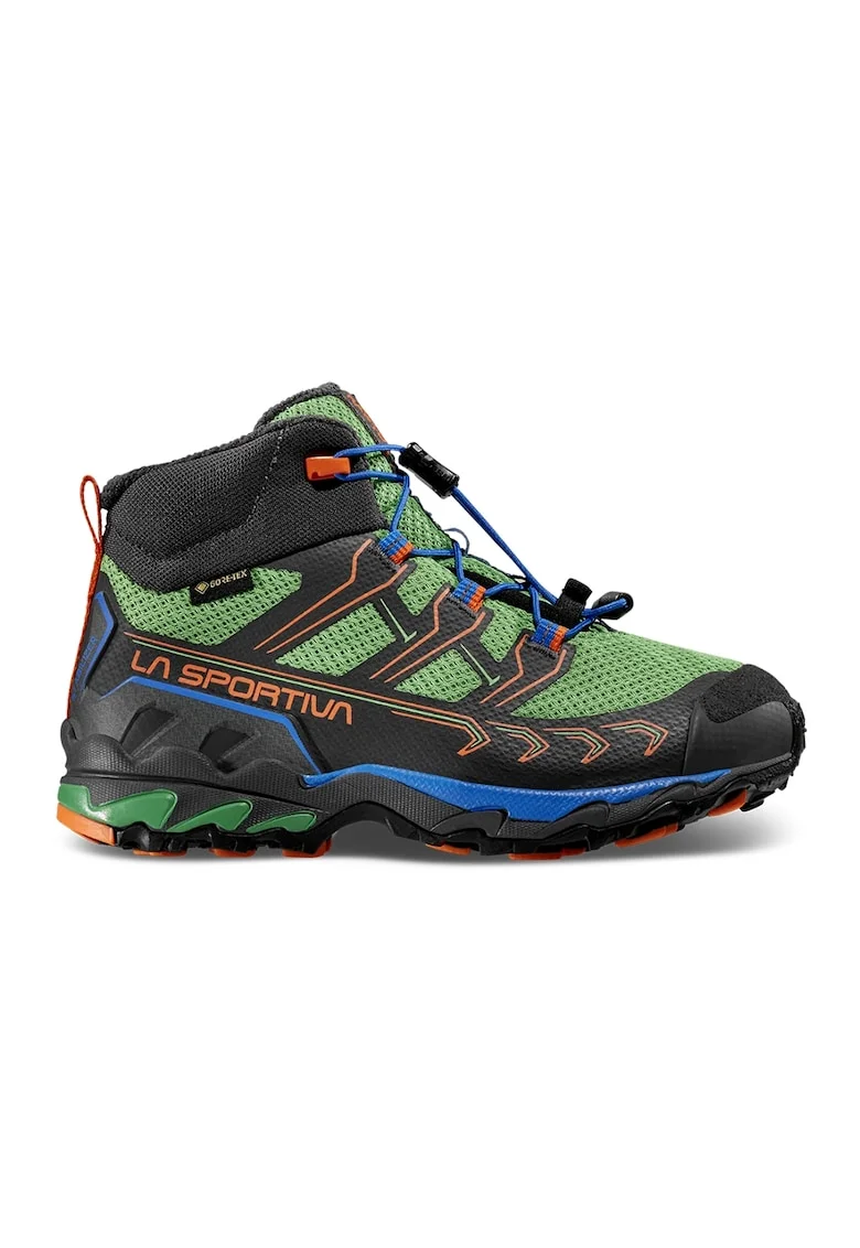 Pantofi sport mid-cut din material textil pentru drumetii Ultra Raptor II, Verde/Negru/Portocaliu mandarina