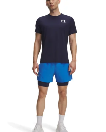 Pantaloni scurti cu aspect 2in1 pentru alergare Launch 5", Albastru royal