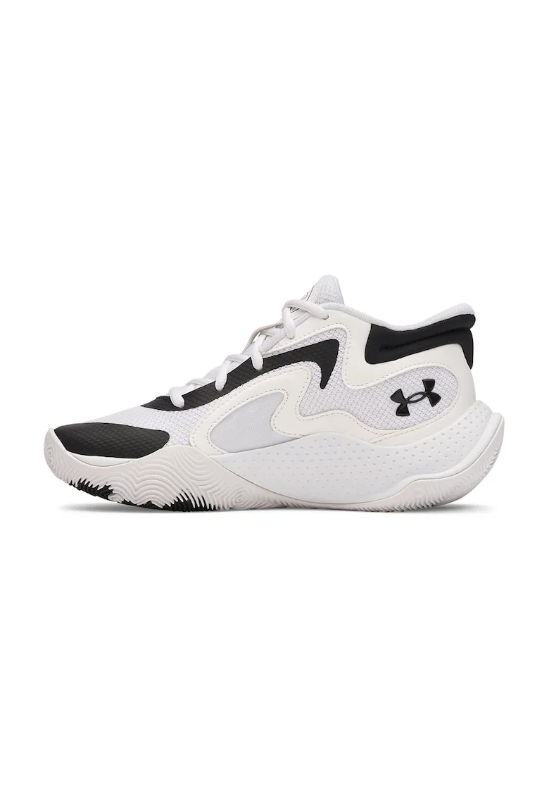 Pantofi mid-cut Jet'25 pentru baschet, Alb/Negru