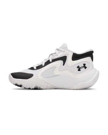 Pantofi mid-cut Jet'25 pentru baschet, Alb/Negru