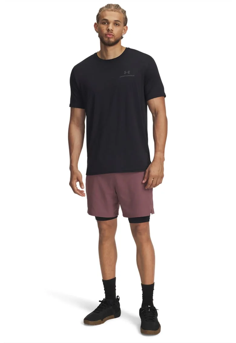 Pantaloni scurti cu model 2-in-1 pentru fitness Vanish, Rosu stins