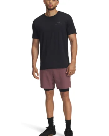 Pantaloni scurti cu model 2-in-1 pentru fitness Vanish, Rosu stins