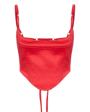 Top-corset cu snururi de ajustare, Rosu