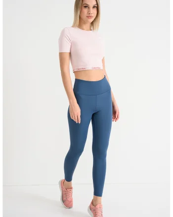 Tricou crop cu logo, pentru fitness, Roz/Roz pal