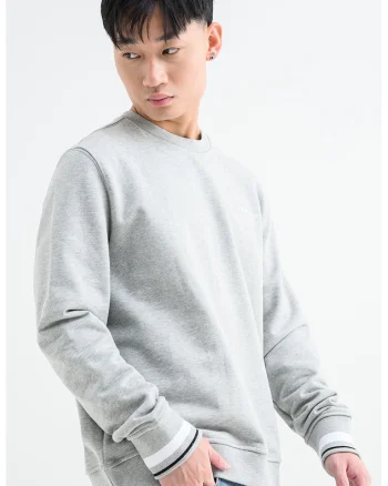 Bluza de trening cu imprimeu logo, pentru fitness, Gri melange