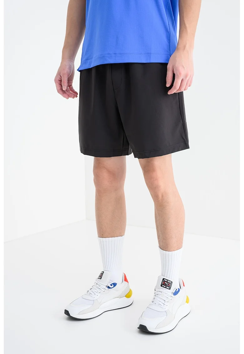 Pantaloni scurti cu banda logo in talie, Negru