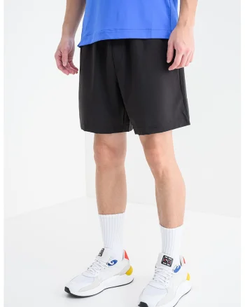 Pantaloni scurti cu banda logo in talie, Negru