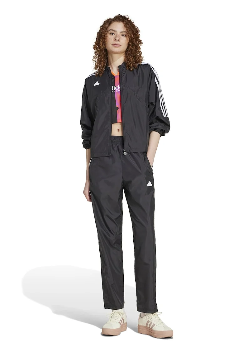 Pantaloni drepti cu slituri cu fermoar Tiro, Negru/Alb optic
