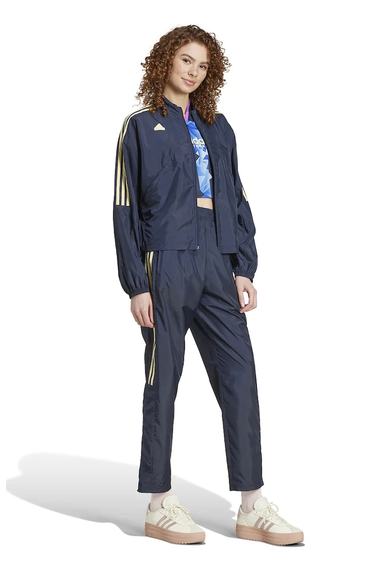 Pantaloni drepti cu slituri cu fermoar Tiro, Albastru inchis/Galben pal
