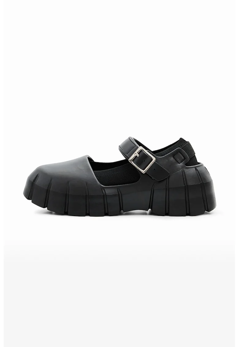 Pantofi Mary Jane de piele ecologica, Negru